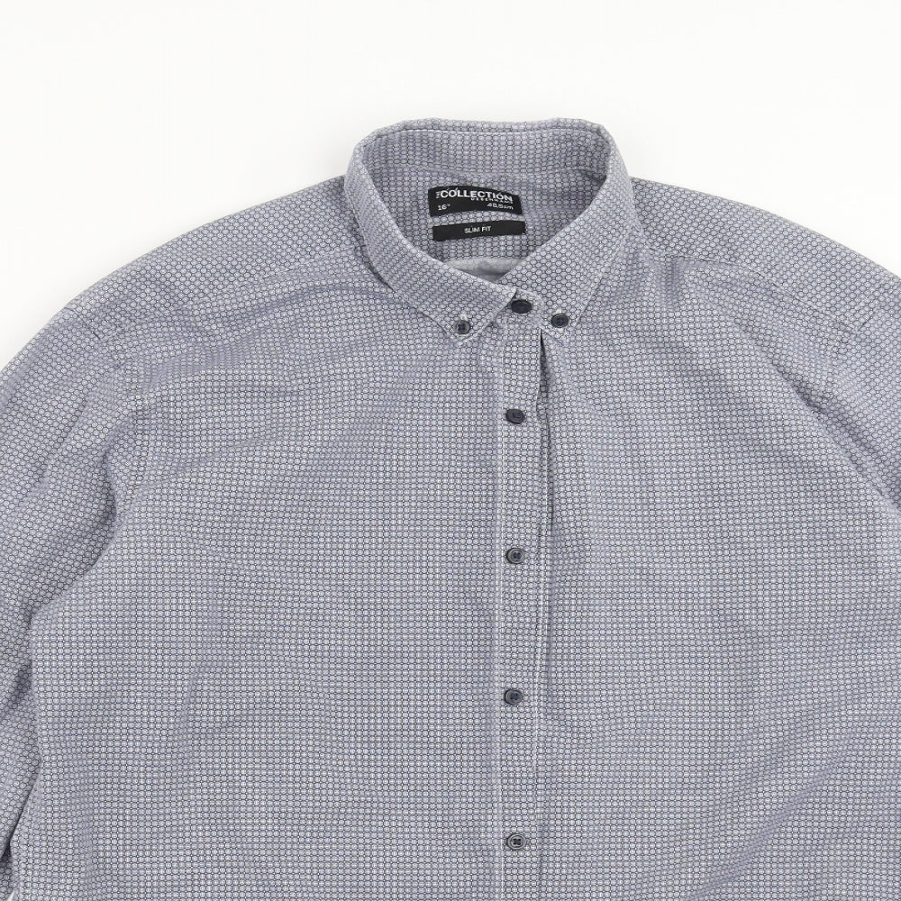 Debenhams Mens Blue Geometric   Button-Up Size 16