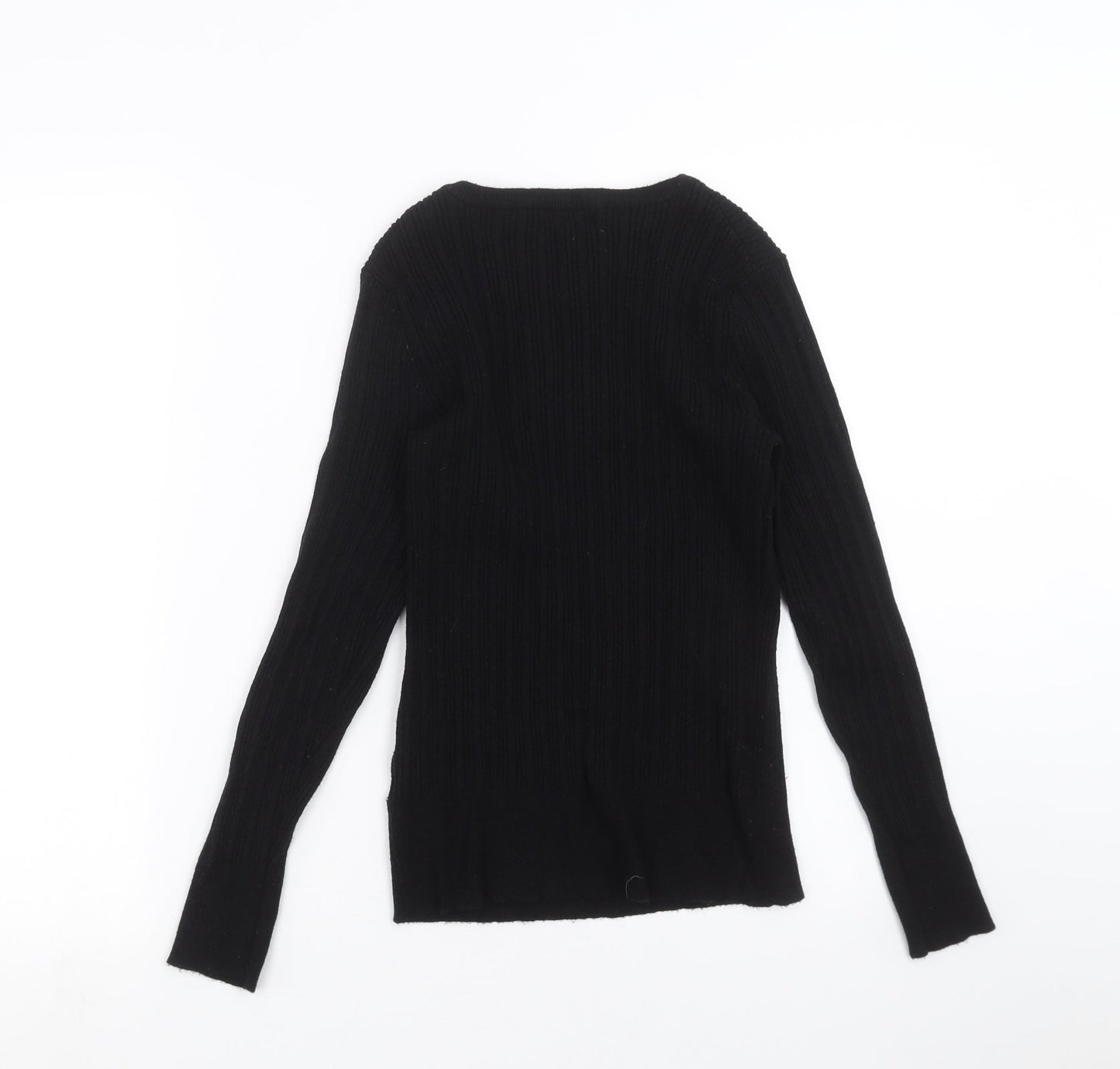 Primark Womens Black Striped Knit Pullover Jumper Size L
