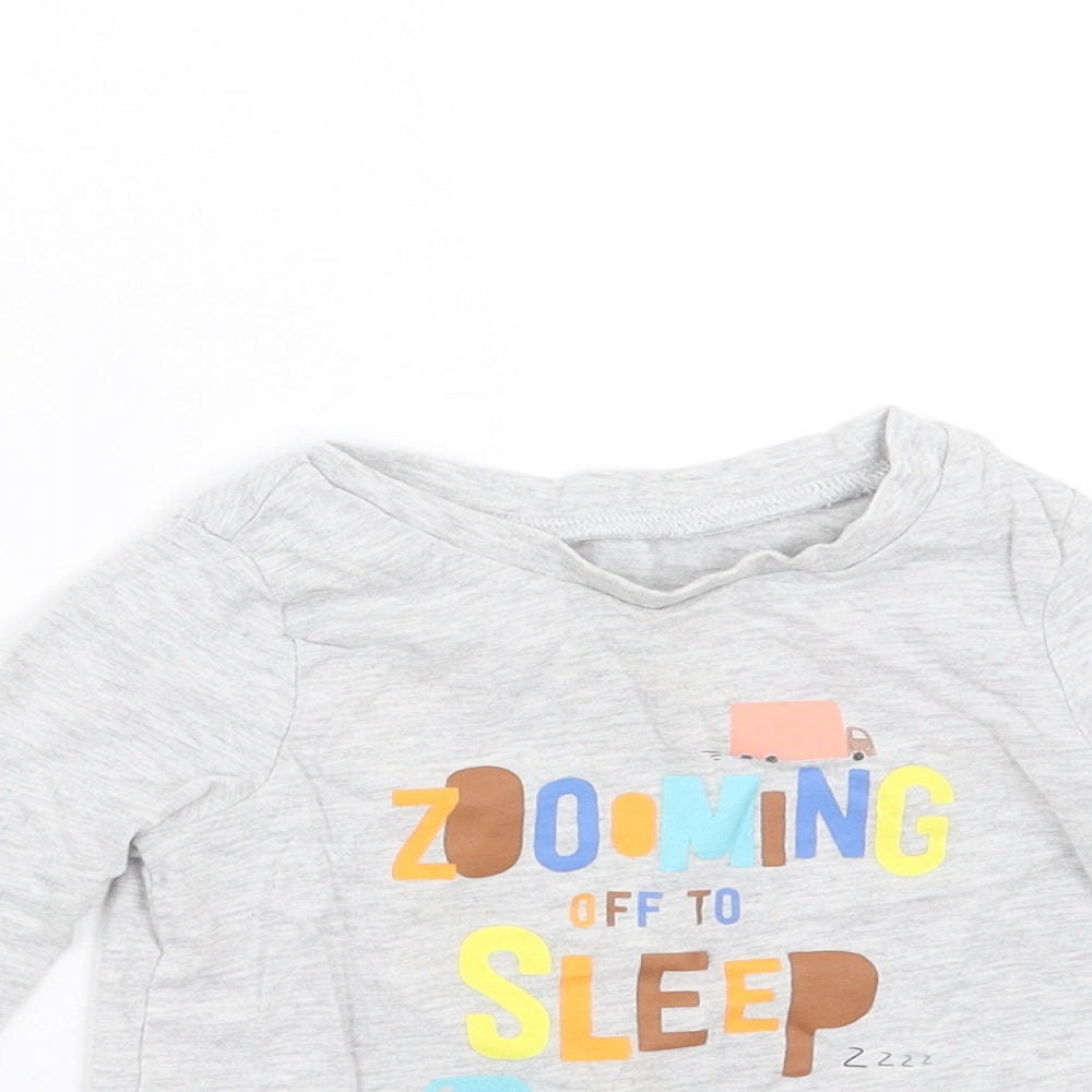 George Baby Grey   Basic T-Shirt Size 12-18 Months  - zooming off to sleep