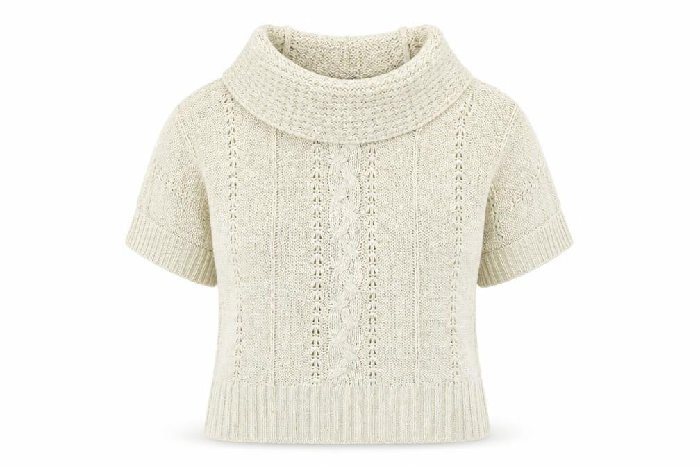 Front view of Evie women’s beige knit jumper, size UK 16