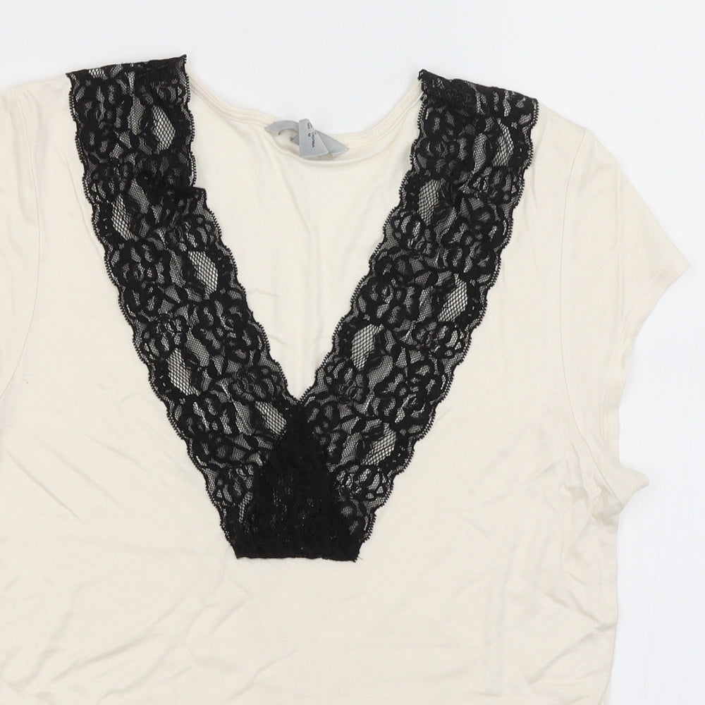 H&M Womens Ivory   Basic T-Shirt Size M