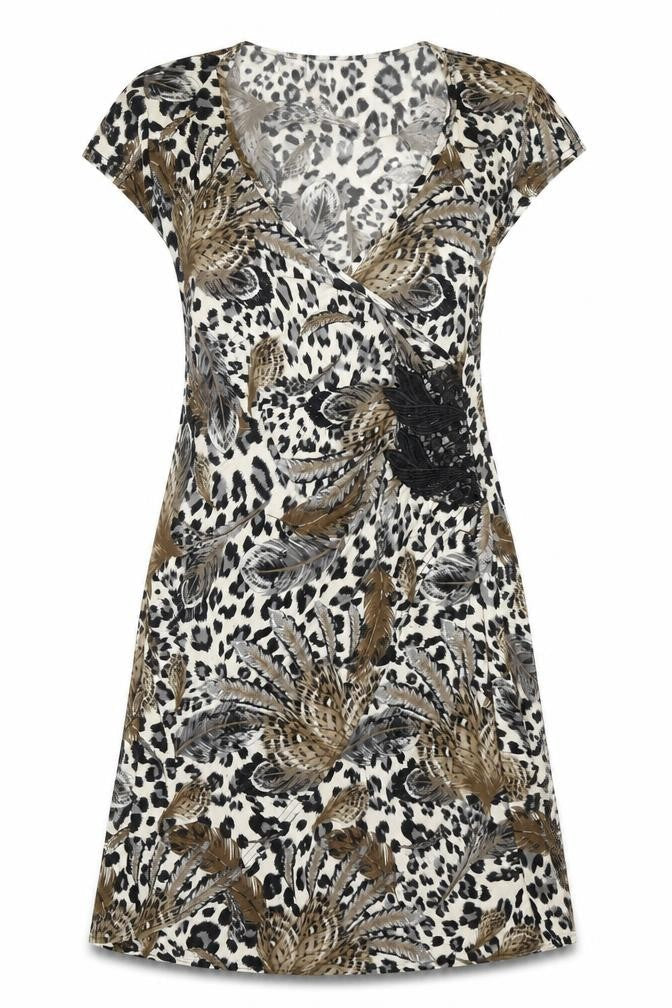 West One Womens Brown Animal Print  T-Shirt Dress  Size S