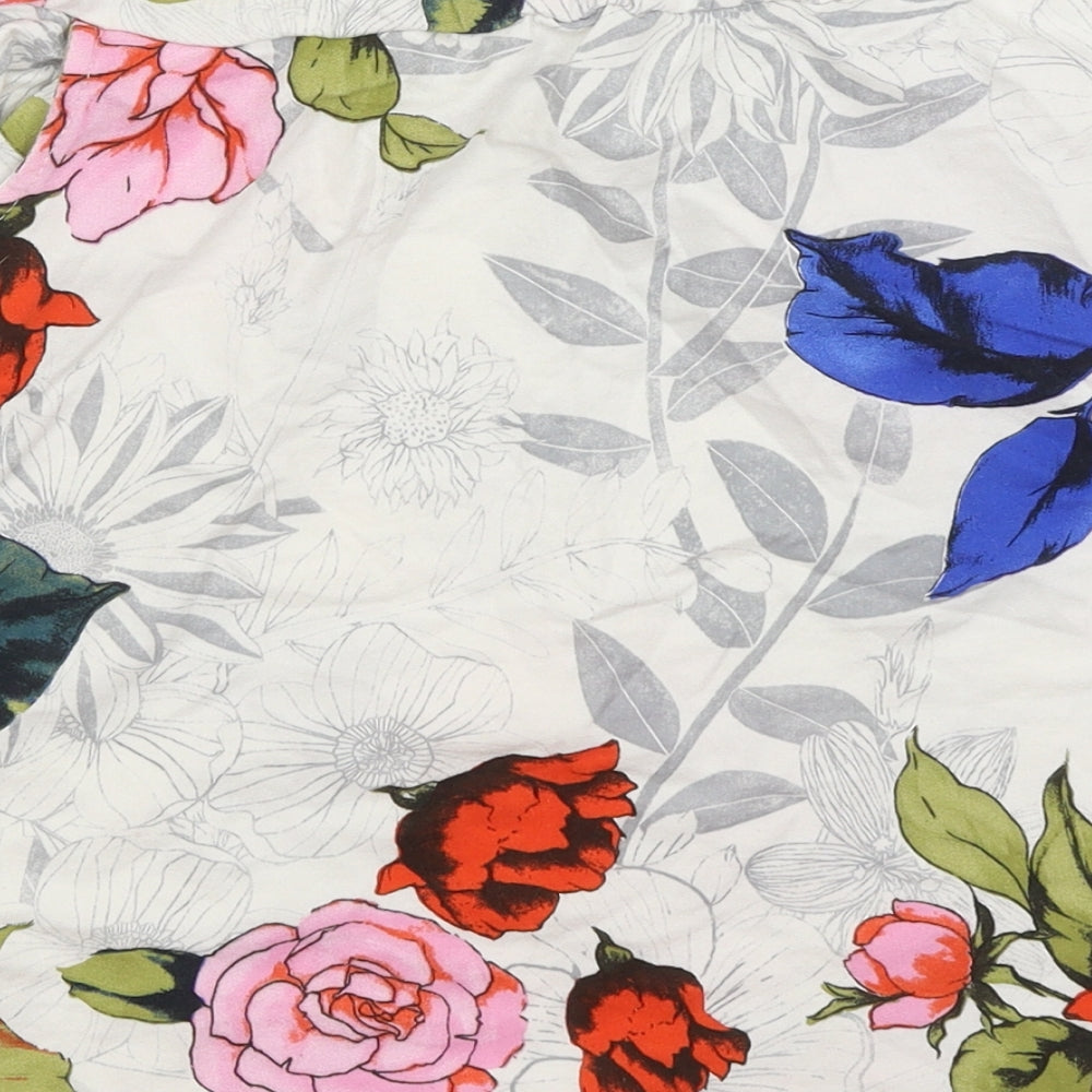 Preworn Womens White Floral  A-Line Skirt Size S