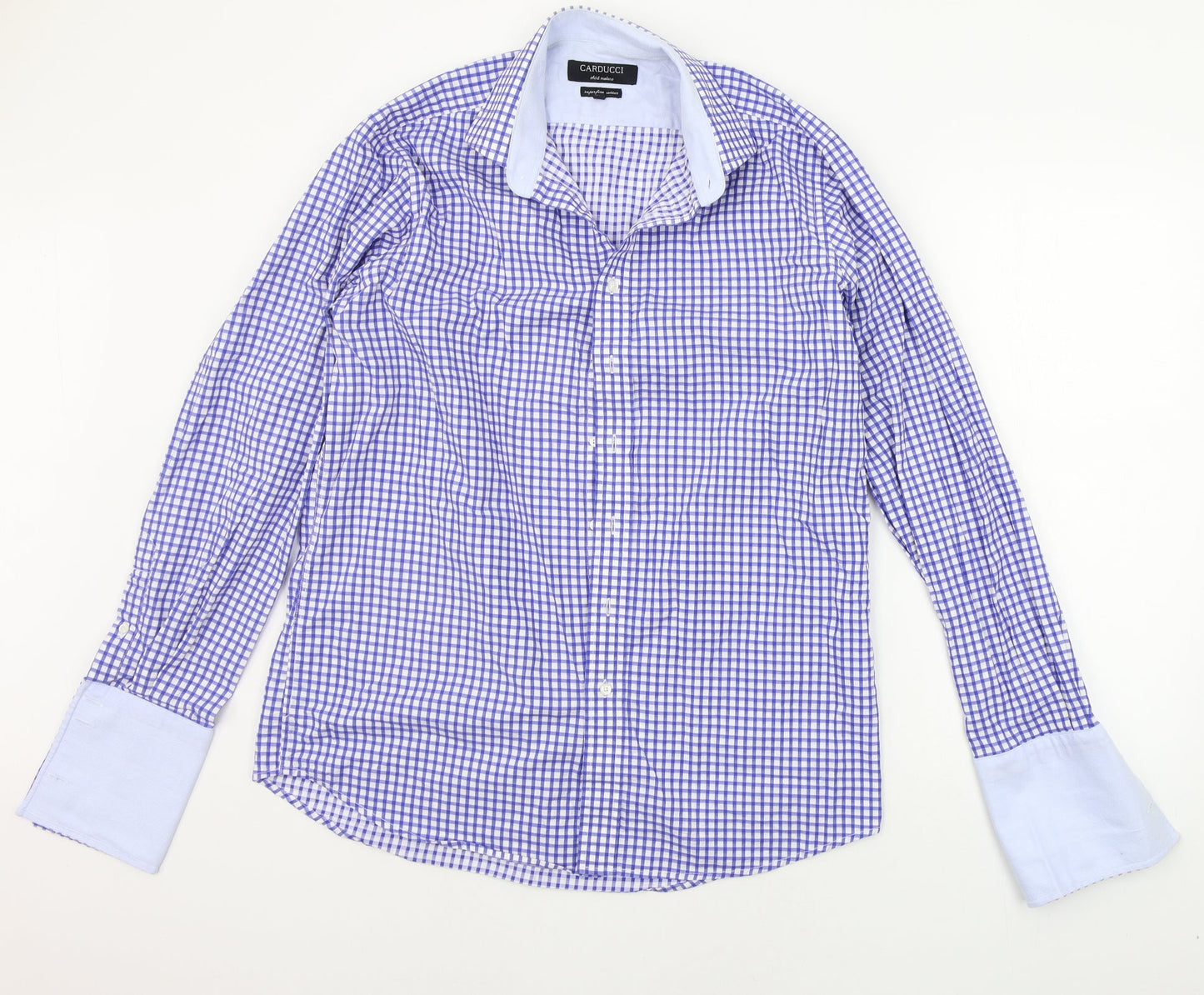 Carducci Mens Blue Geometric   Button-Up Size 16.5