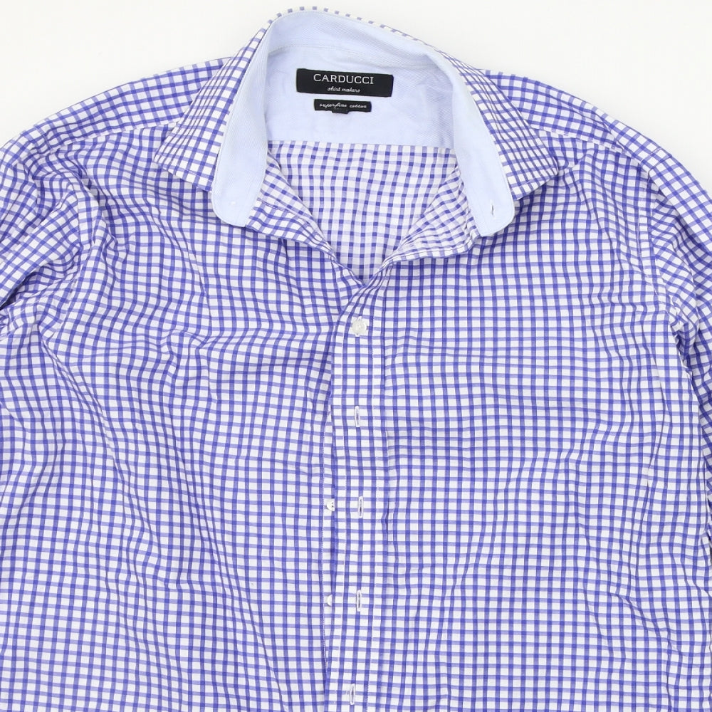 Carducci Mens Blue Geometric   Button-Up Size 16.5