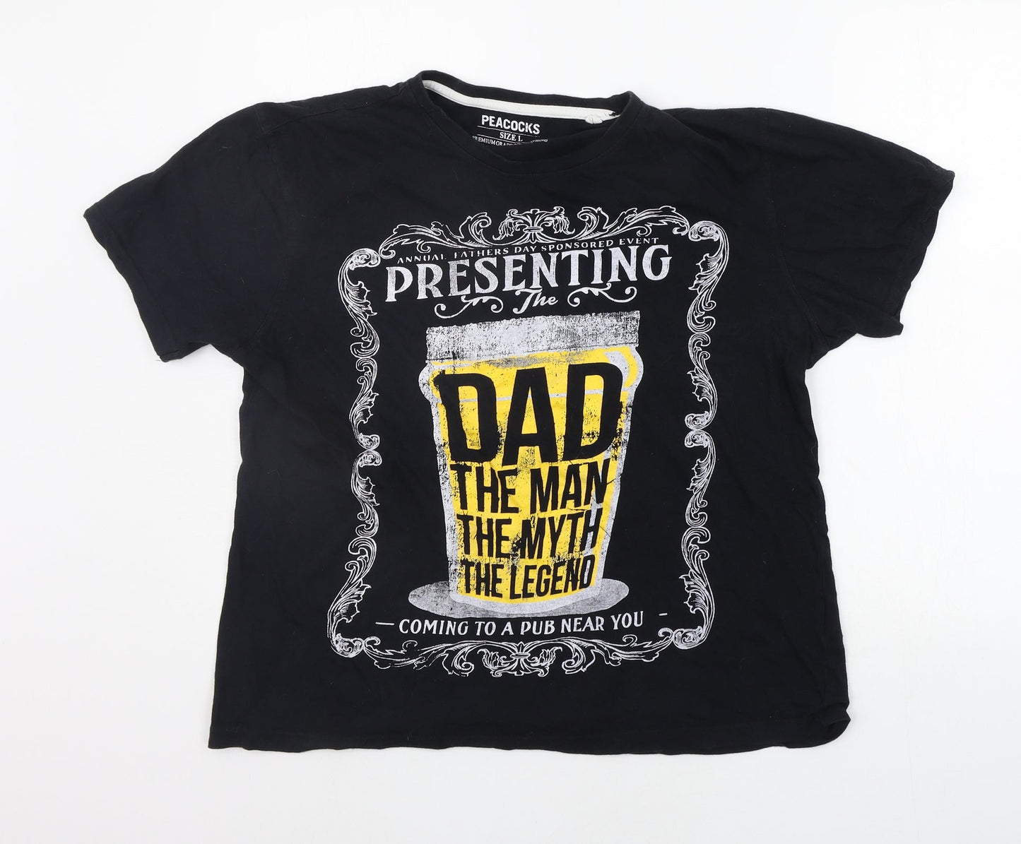 Peacocks Womens Black   Basic T-Shirt Size L  - DADS THE MAN