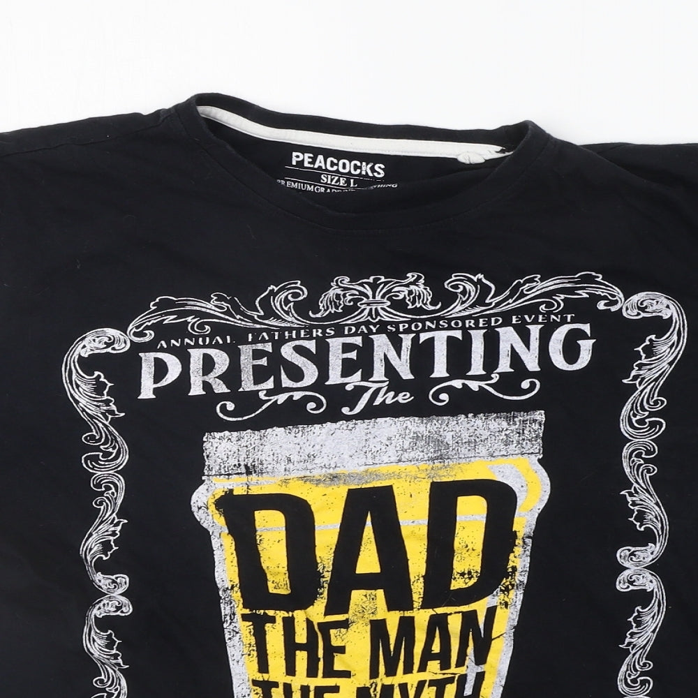Peacocks Womens Black   Basic T-Shirt Size L  - DADS THE MAN