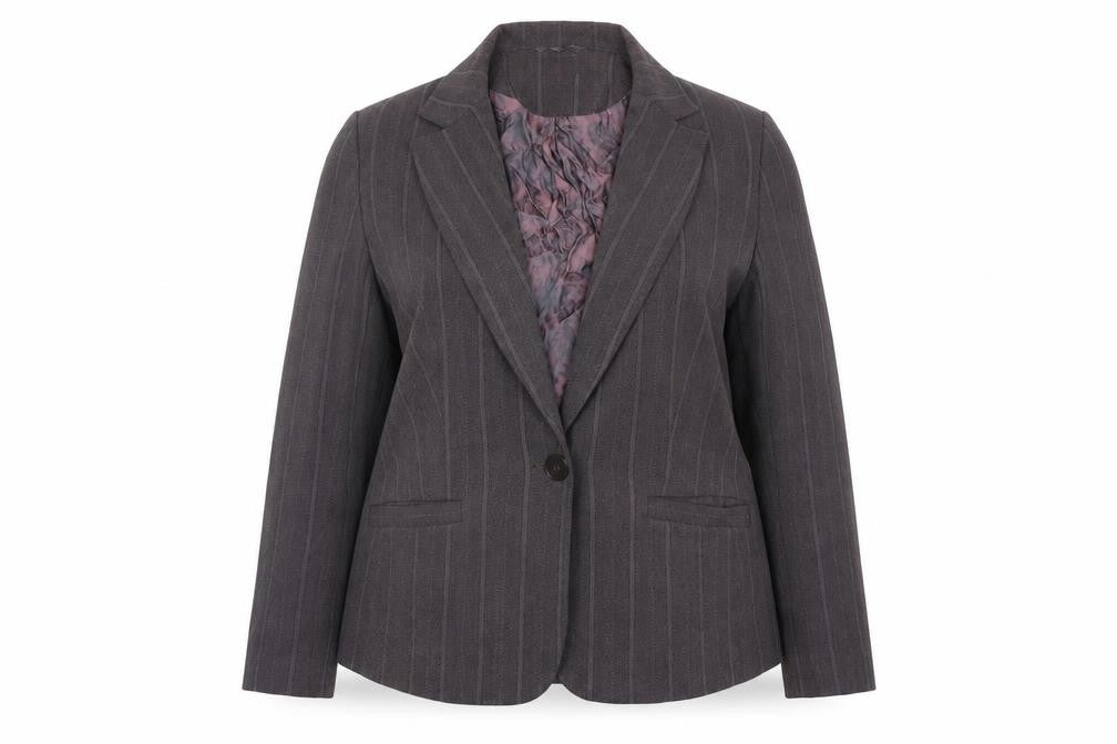 lime Womens Purple Striped  Jacket Suit Jacket Size 18