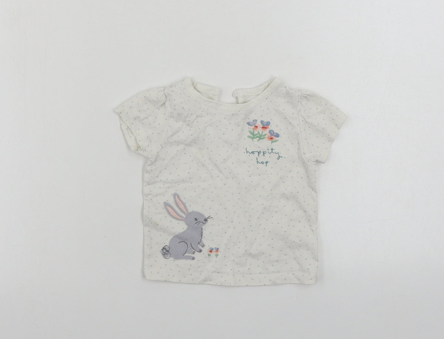 Marks and Spencer  Girls White Polka Dot  Basic T-Shirt Size 3-6 Months