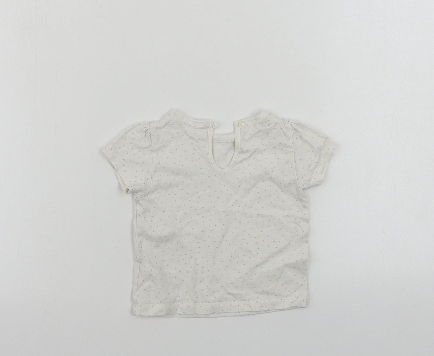 Marks and Spencer  Girls White Polka Dot  Basic T-Shirt Size 3-6 Months
