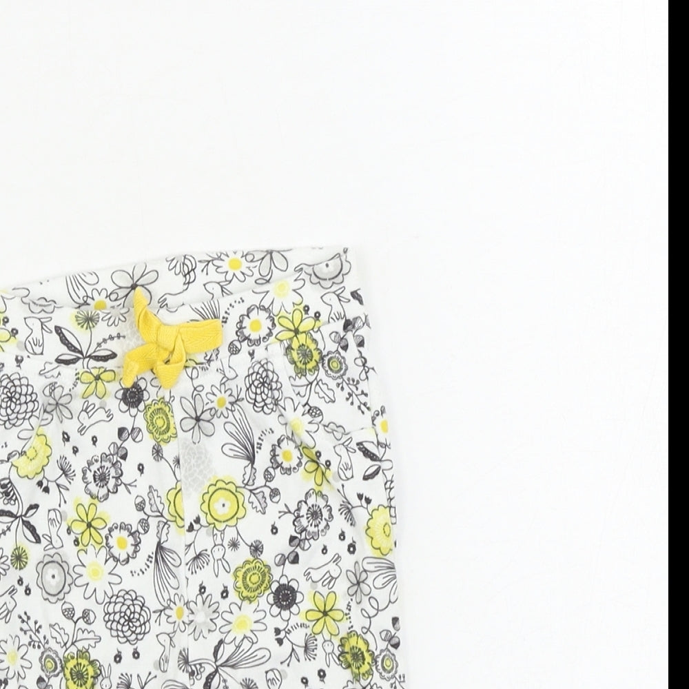 Nutmeg  Girls White Floral  Jogger Leggings Size 3-6 Months