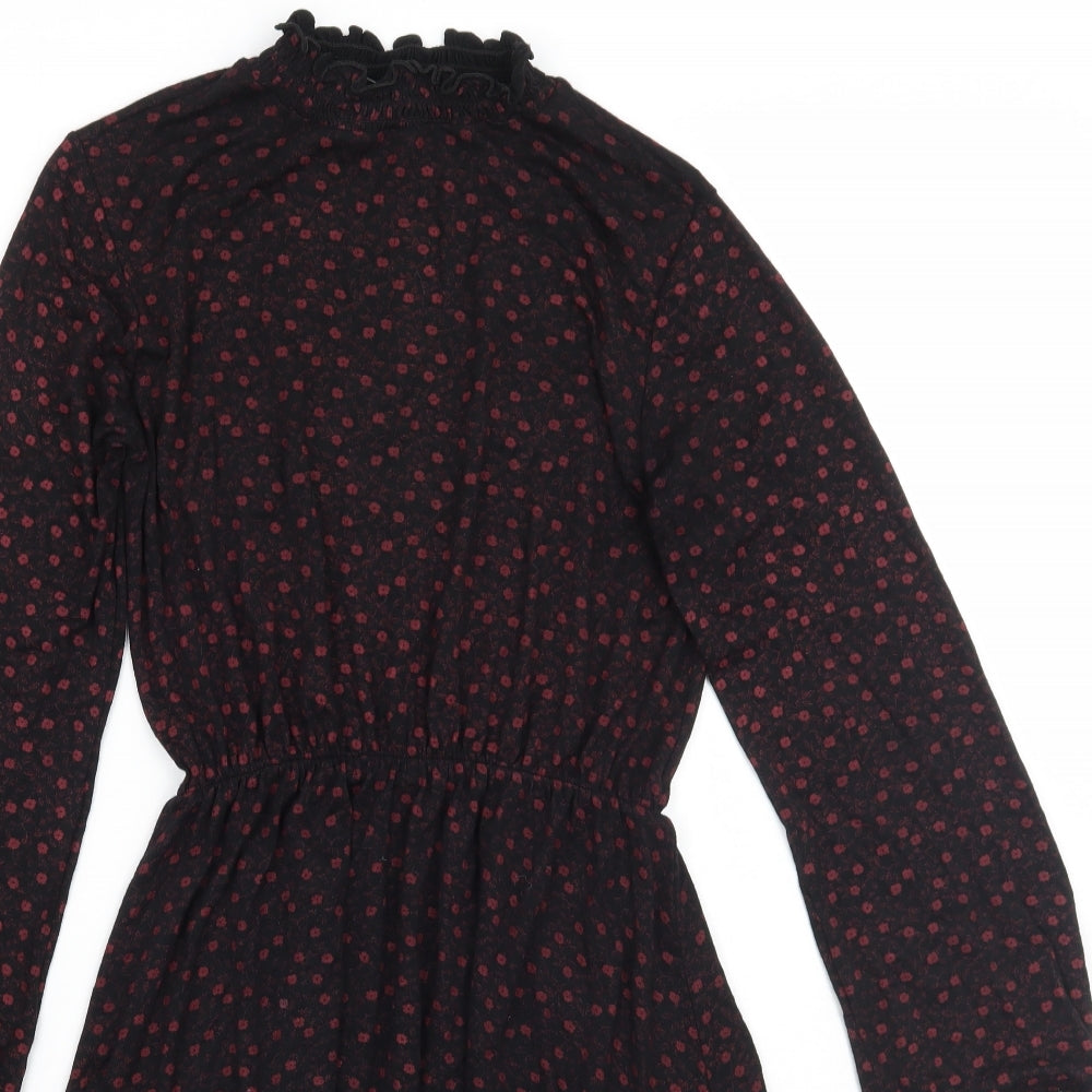Select Womens Black Floral  A-Line  Size 6