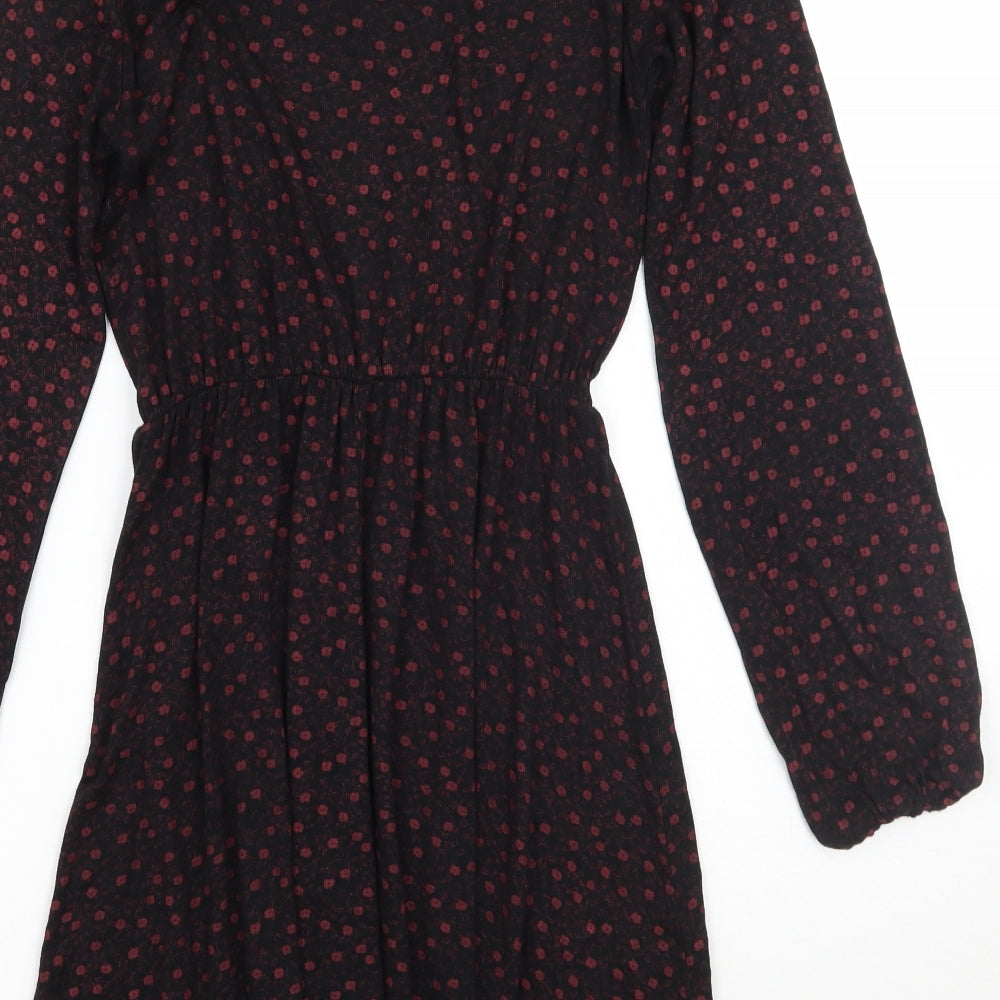 Select Womens Black Floral  A-Line  Size 6