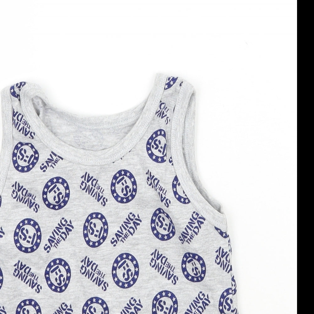 George Boys Grey Geometric  Basic Tank Size 4-5 Years