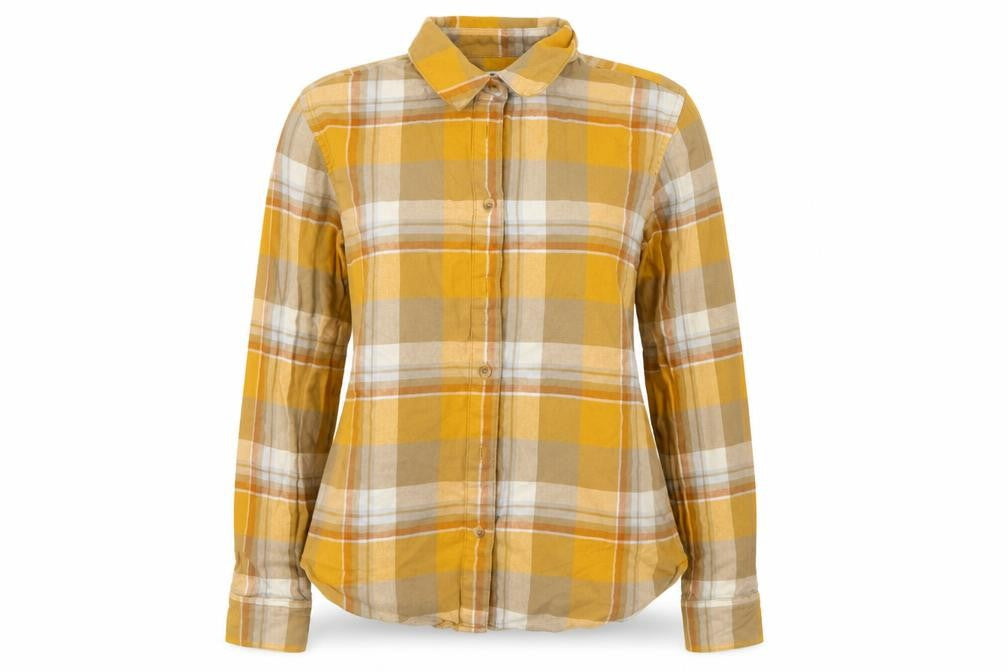 Preworn Womens Yellow Check  Basic Button-Up Size 2XS