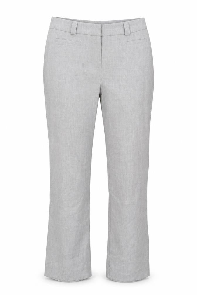 Front view of Kaleidoscope women’s grey trousers, size UK 14, 29-inch leg