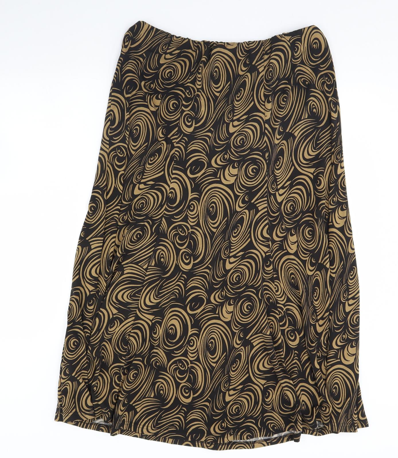 Wardrobe Womens Black Geometric Velour Flare Skirt Size 34 in