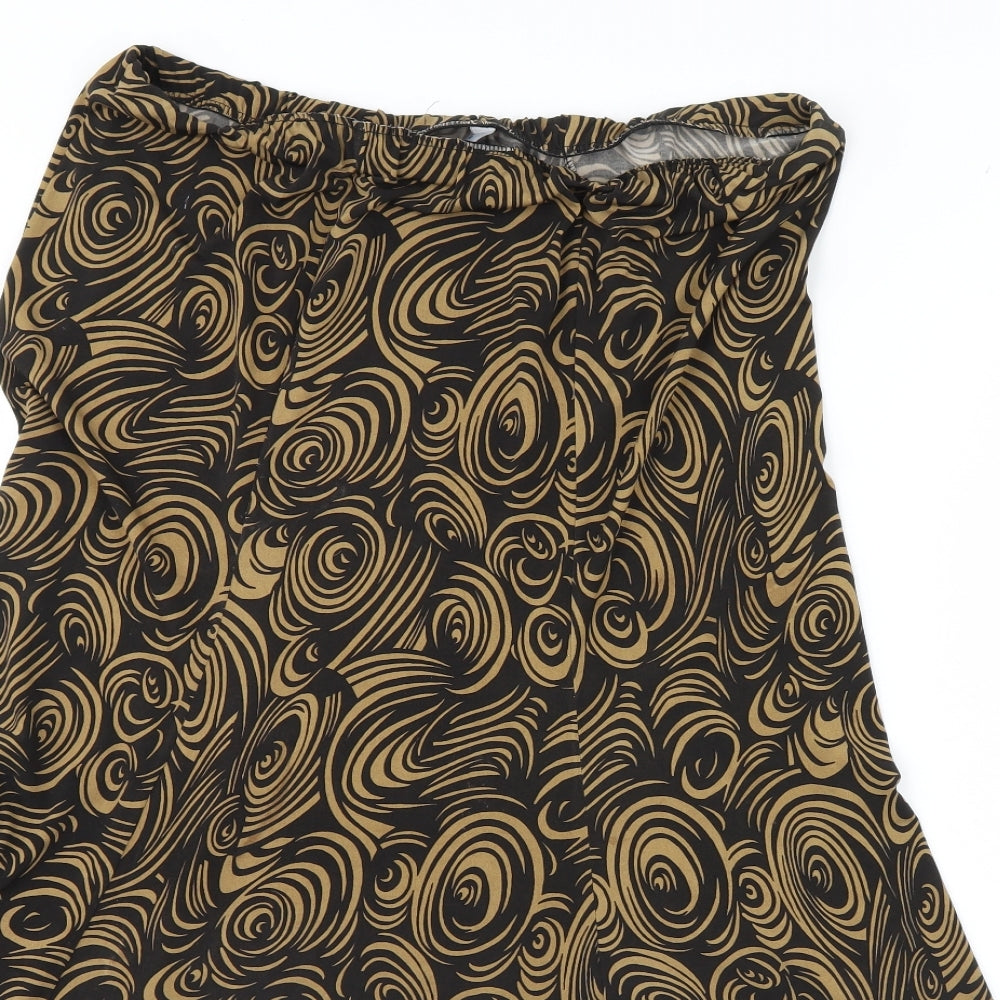 Wardrobe Womens Black Geometric Velour Flare Skirt Size 34 in