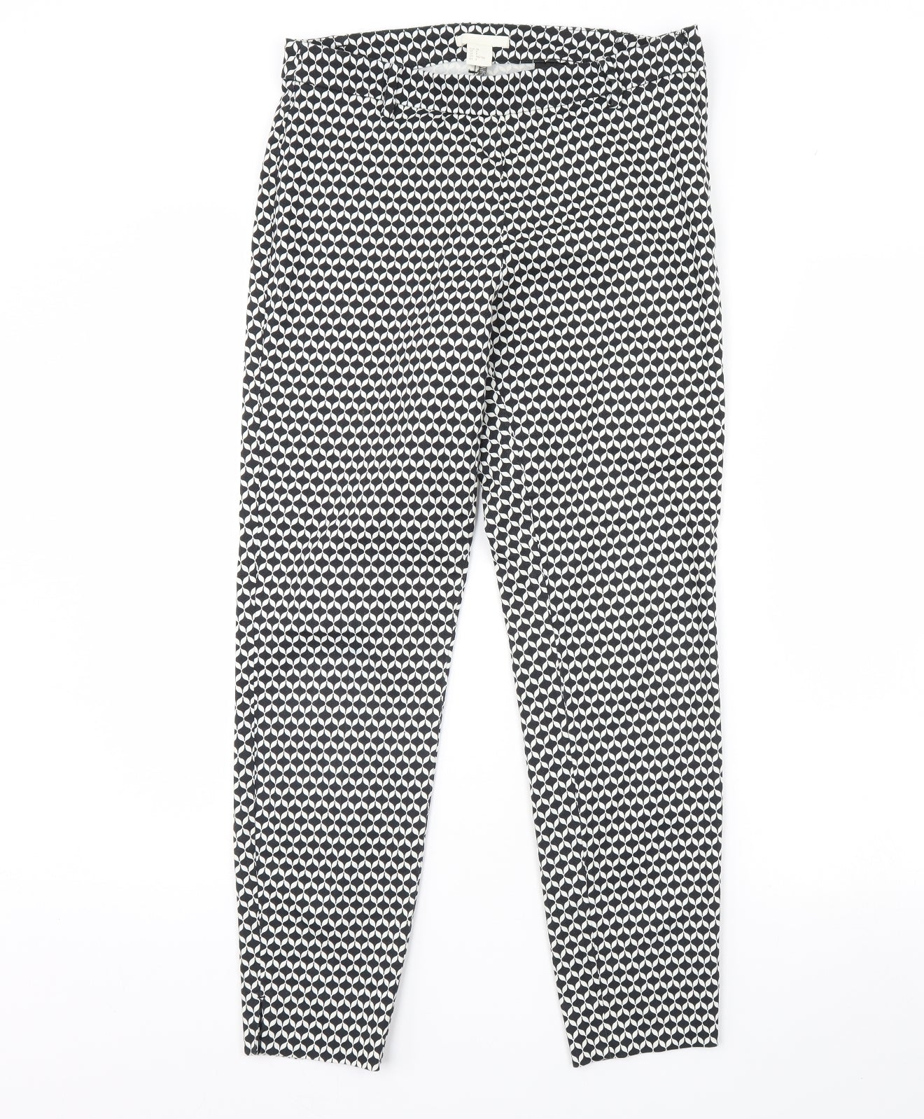 H&M Womens Black Geometric  Trousers  Size 10 L30 in