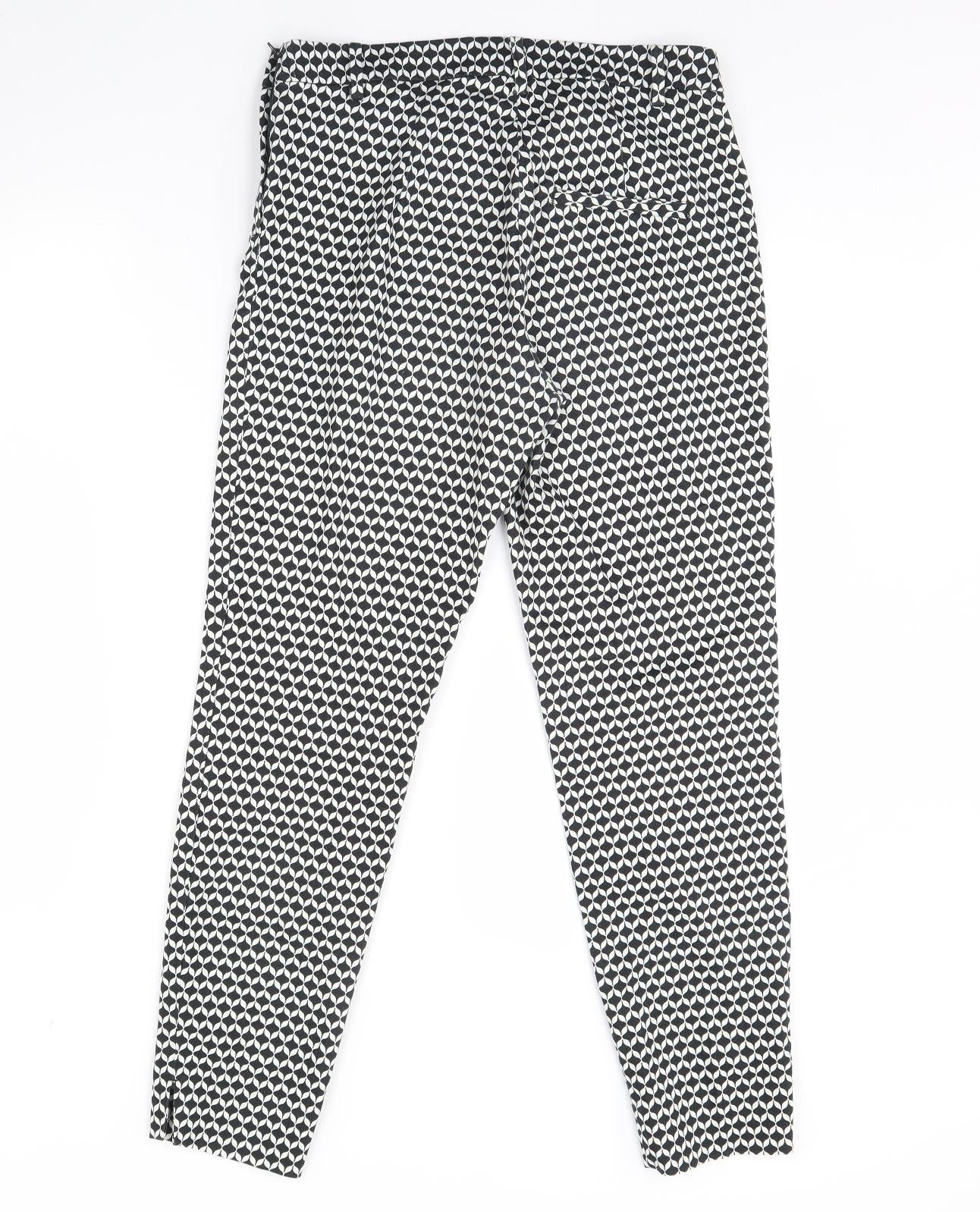 H&M Womens Black Geometric  Trousers  Size 10 L30 in