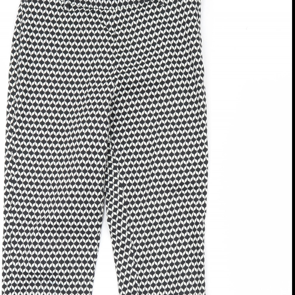 H&M Womens Black Geometric  Trousers  Size 10 L30 in