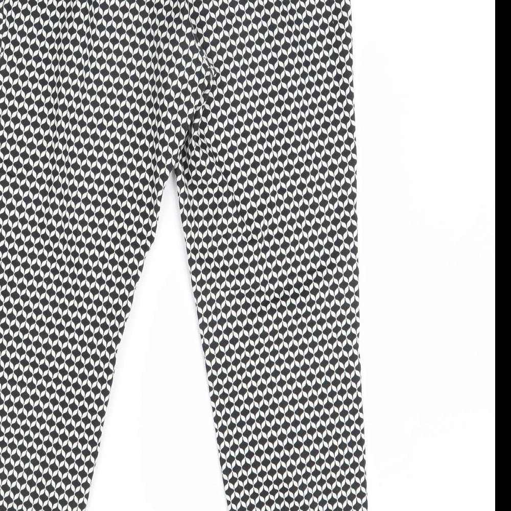 H&M Womens Black Geometric  Trousers  Size 10 L30 in