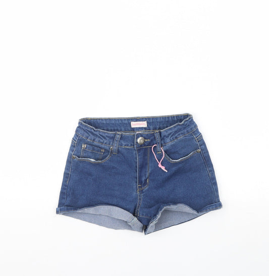 Preworn Girls Blue  Denim Cut-Off Shorts Size 9 Years