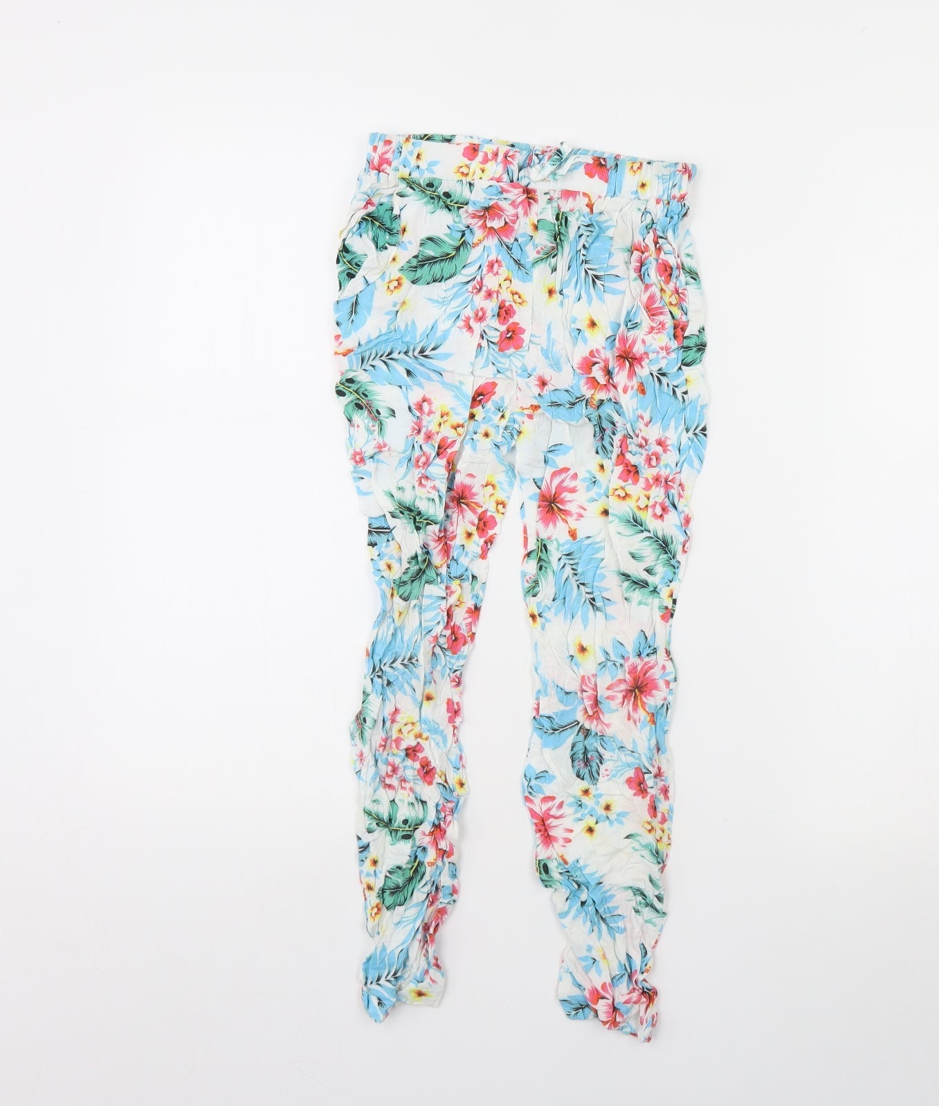 TU Girls White Floral  Capri Trousers Size 9 Months