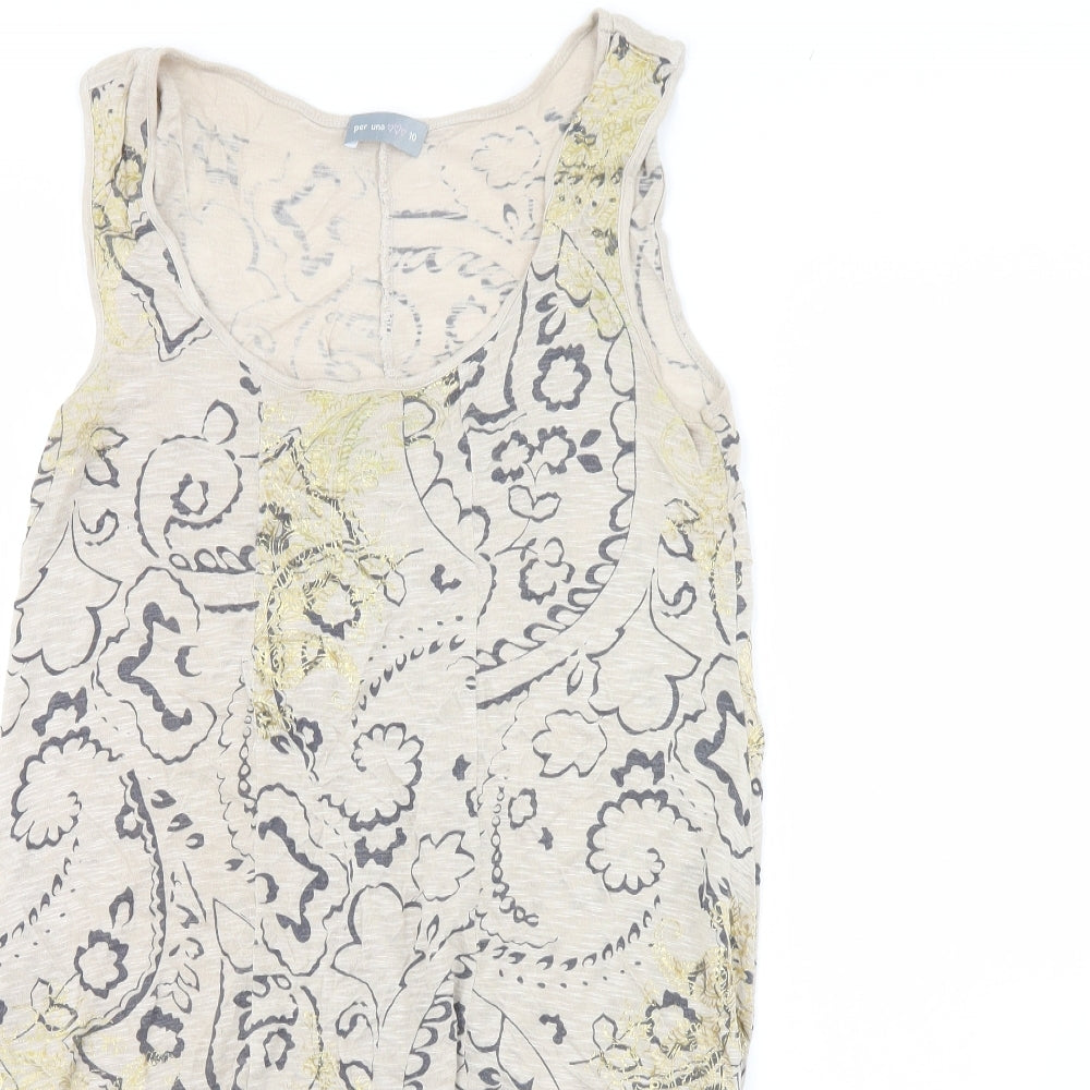 Per Una Womens Beige Fair Isle  Basic Tank Size 10