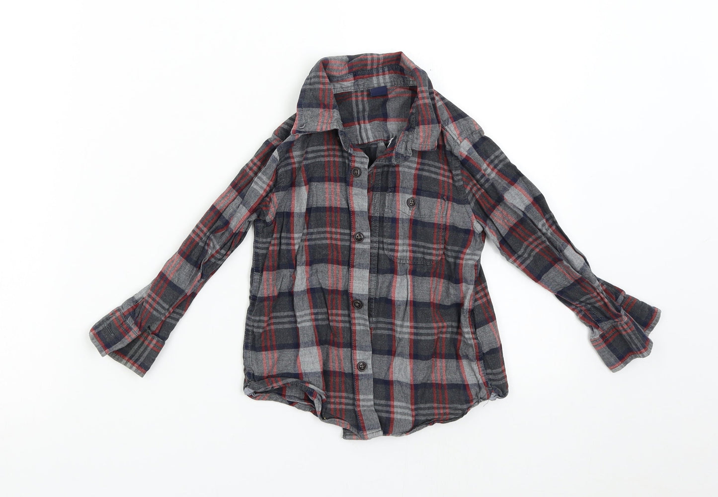 Baby Gap Boys Grey Check  Basic Button-Up Size 3 Years