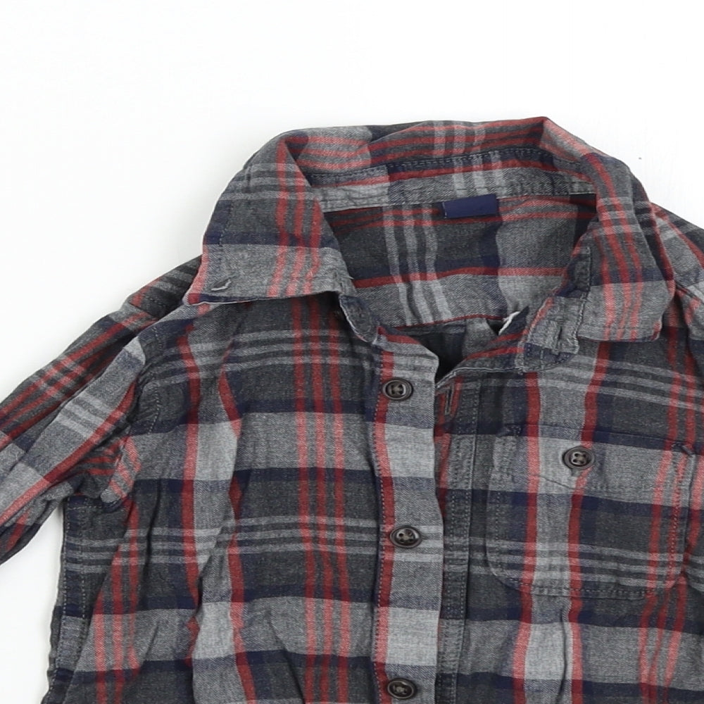 Baby Gap Boys Grey Check  Basic Button-Up Size 3 Years