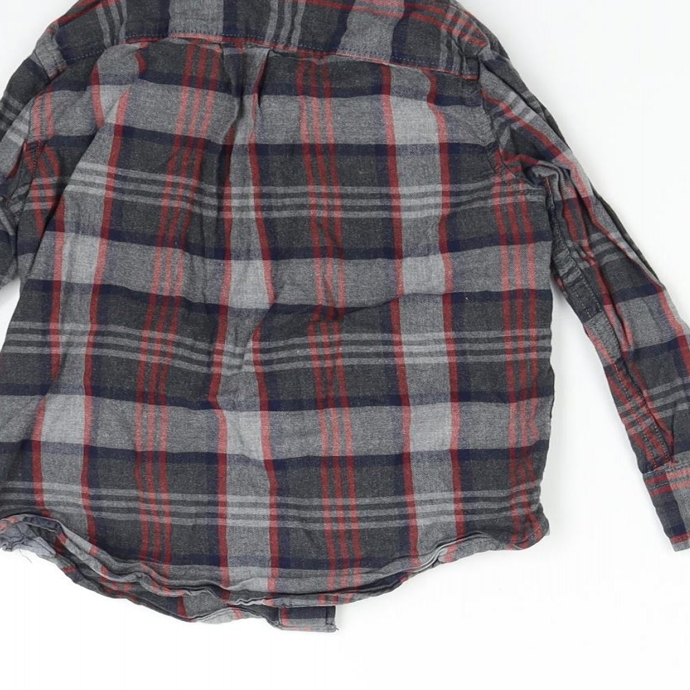 Baby Gap Boys Grey Check  Basic Button-Up Size 3 Years