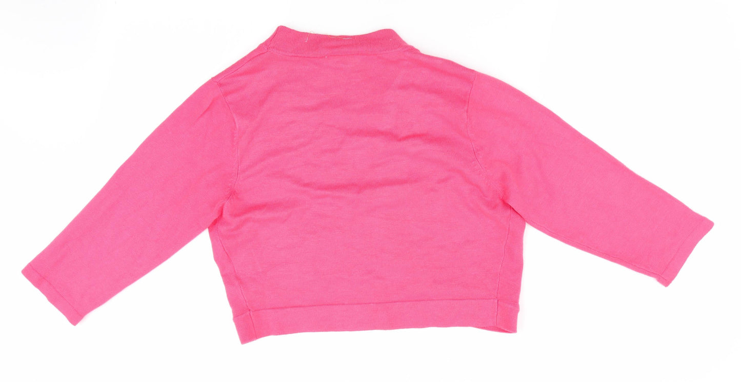 Mia Moda Womens Pink   Cardigan Jumper Size L  - Shrug Style Cardigan