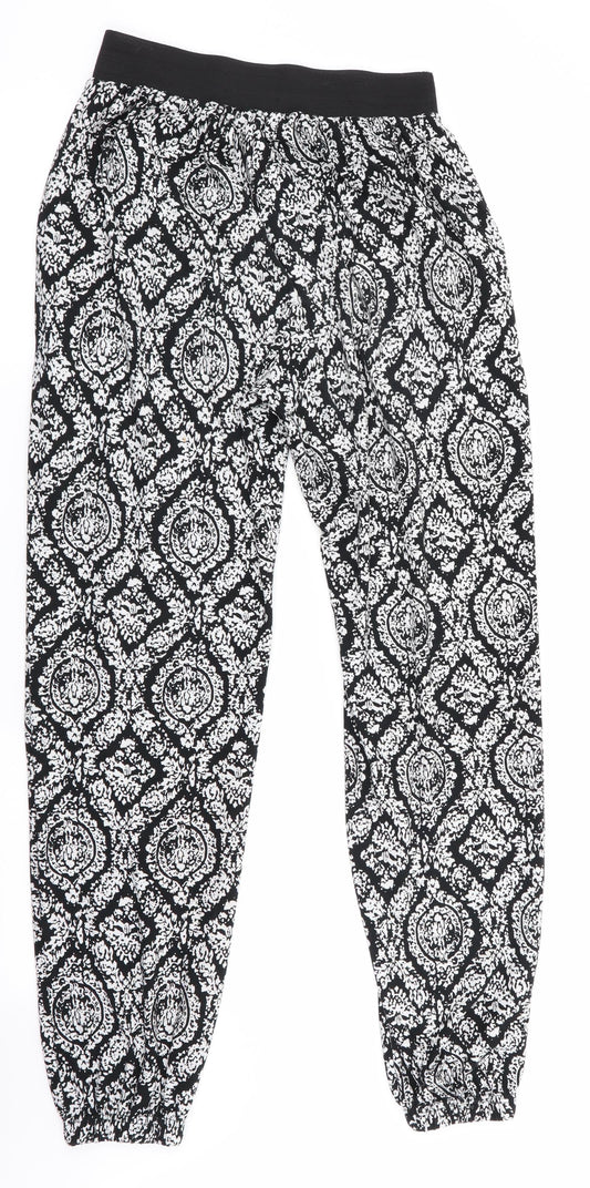Mizami Womens Black Floral  Jogger Trousers Size S L29 in
