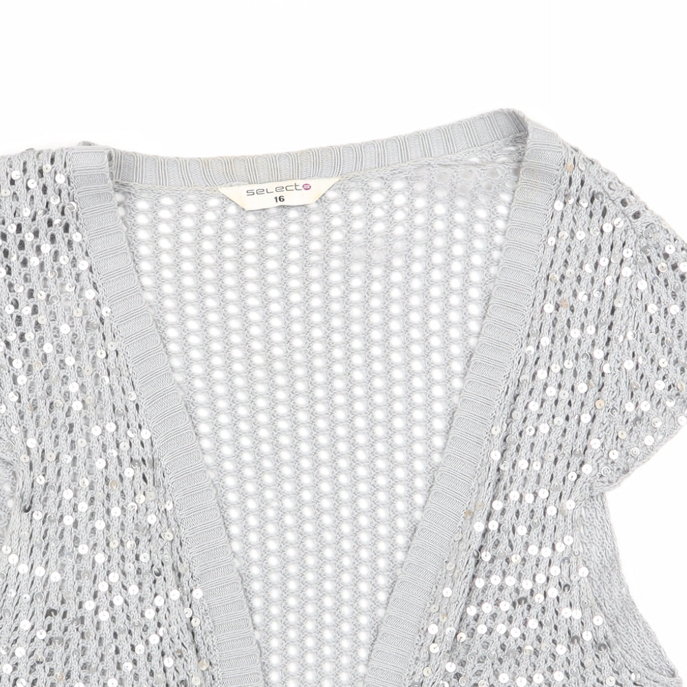 Select Womens Grey   Cardigan Jumper Size 16  - Waistcoat Style