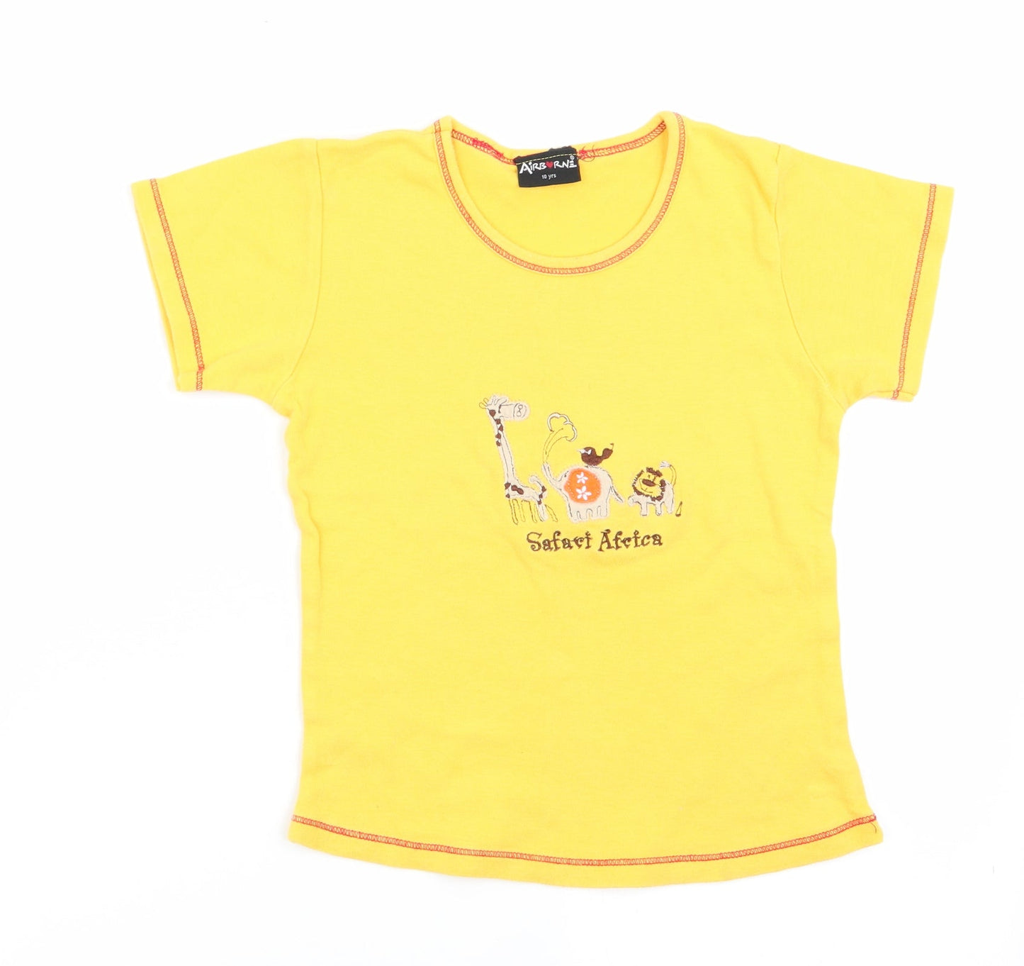 Airbourn Boys Yellow Animal Print  Basic T-Shirt Size 10 Years  - Safari Africa