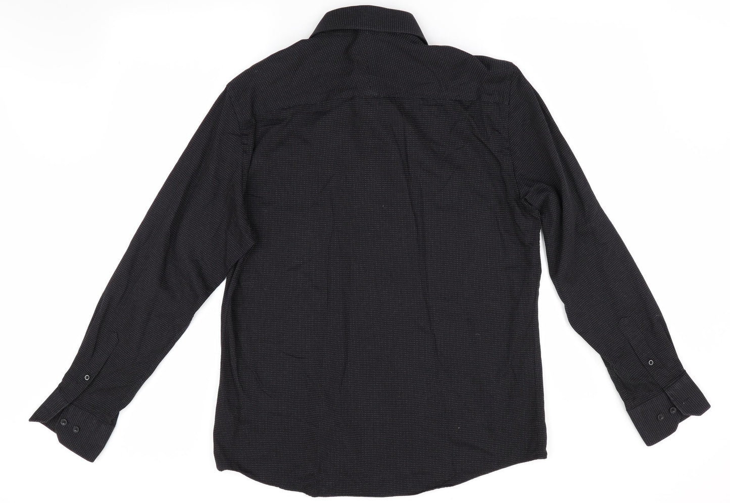 Trait Mens Black Polka Dot   Button-Up Size M