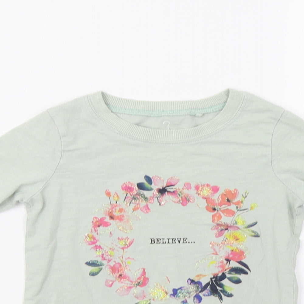 NEXT Girls Green Floral  Basic Polo Size 5 Years  - Believe