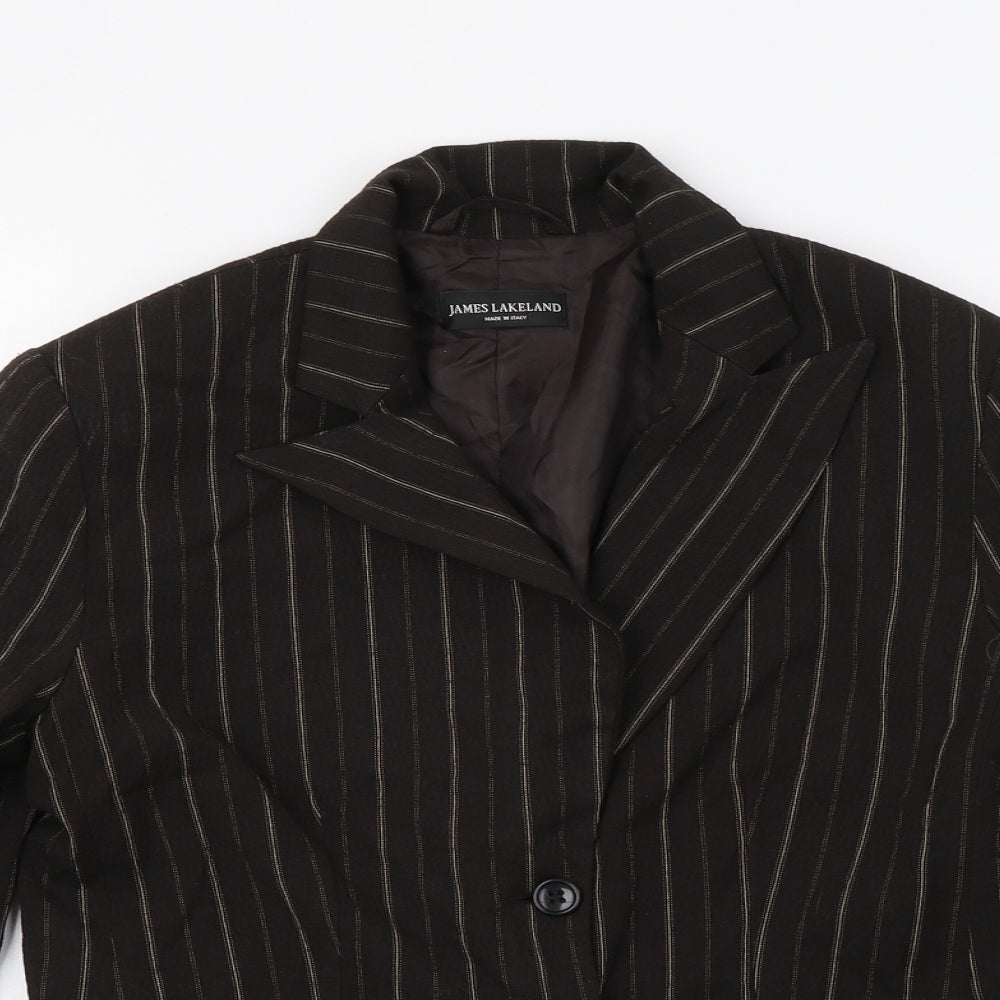 James Lakeland Womens Brown Striped  Jacket Blazer Size M