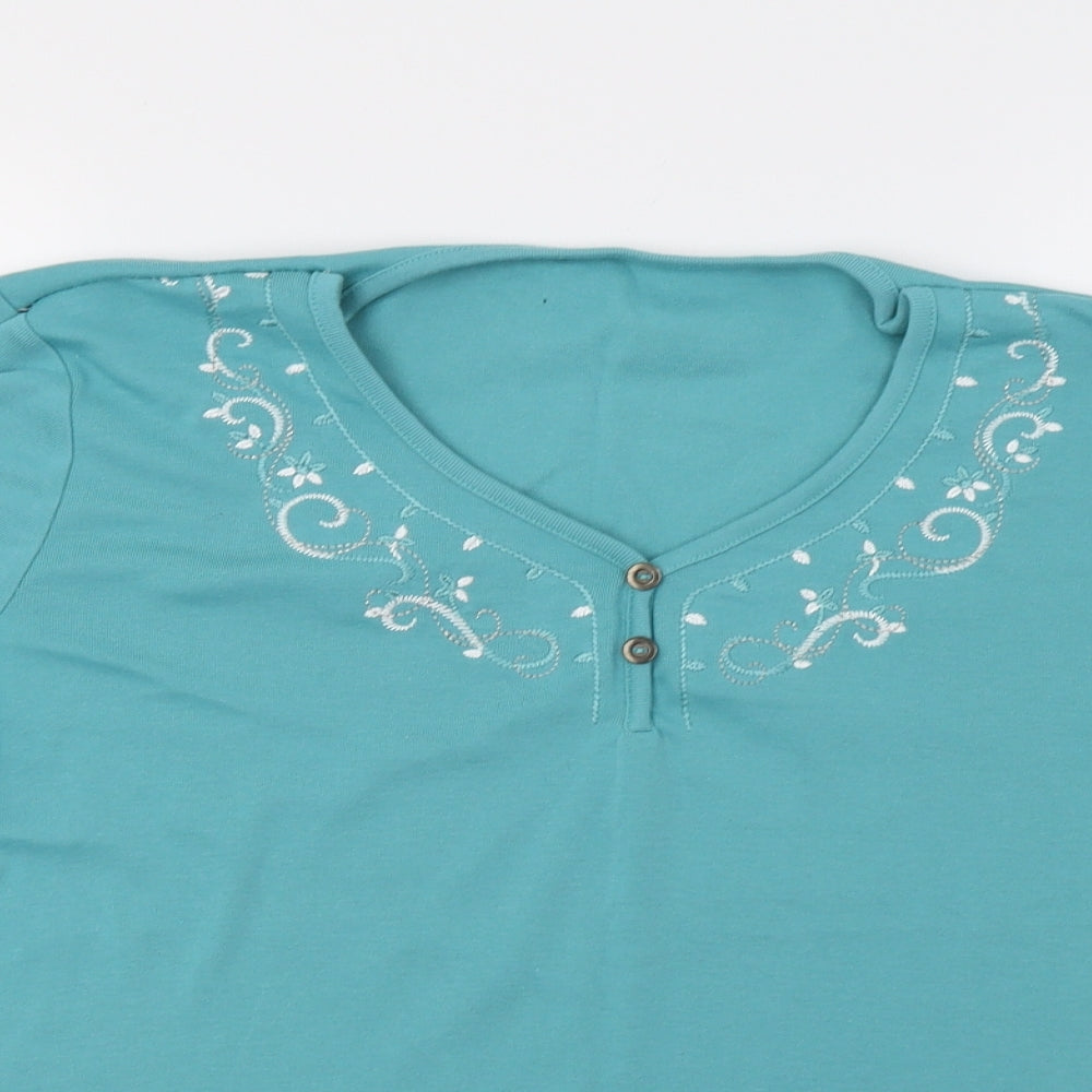 BM Womens Green Floral  Basic Blouse Size L