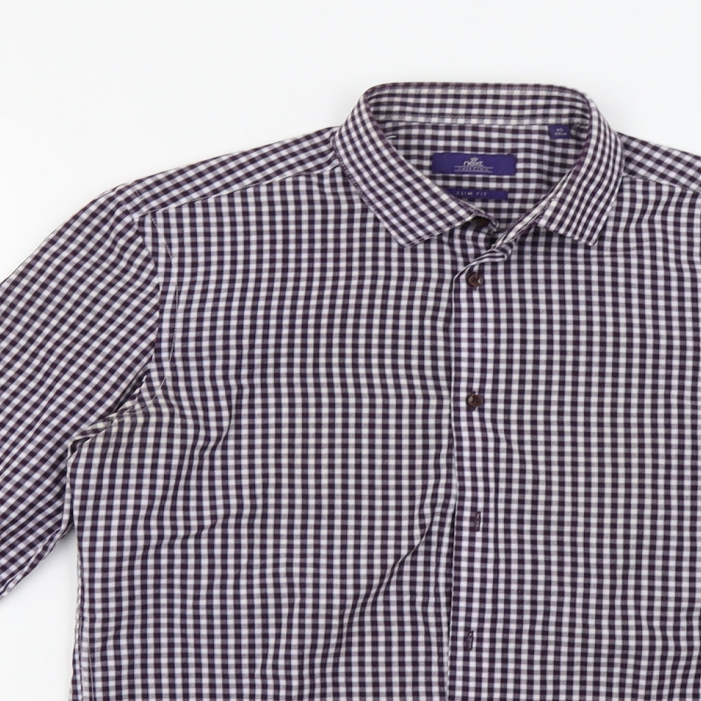 NEXT Mens Blue Check   Button-Up Size 15