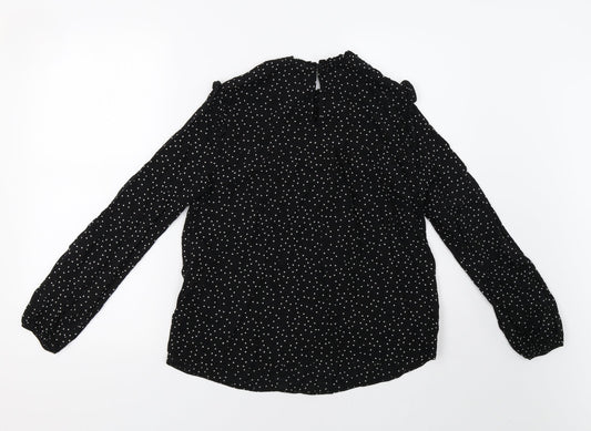 New Lok Womens Black Polka Dot  Basic Blouse Size 8