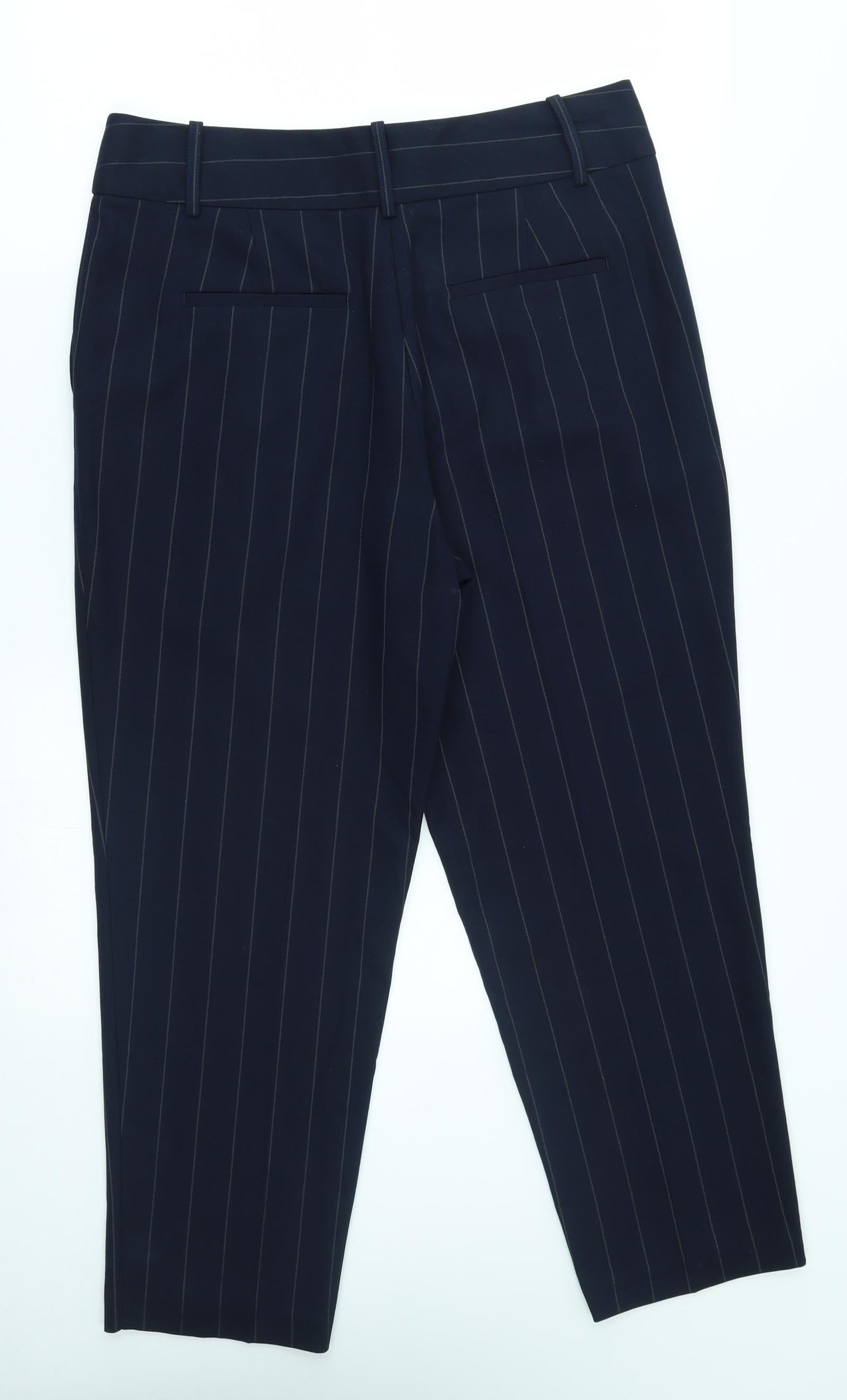 M&S Womens Blue Striped  Trousers  Size 12 L24 in