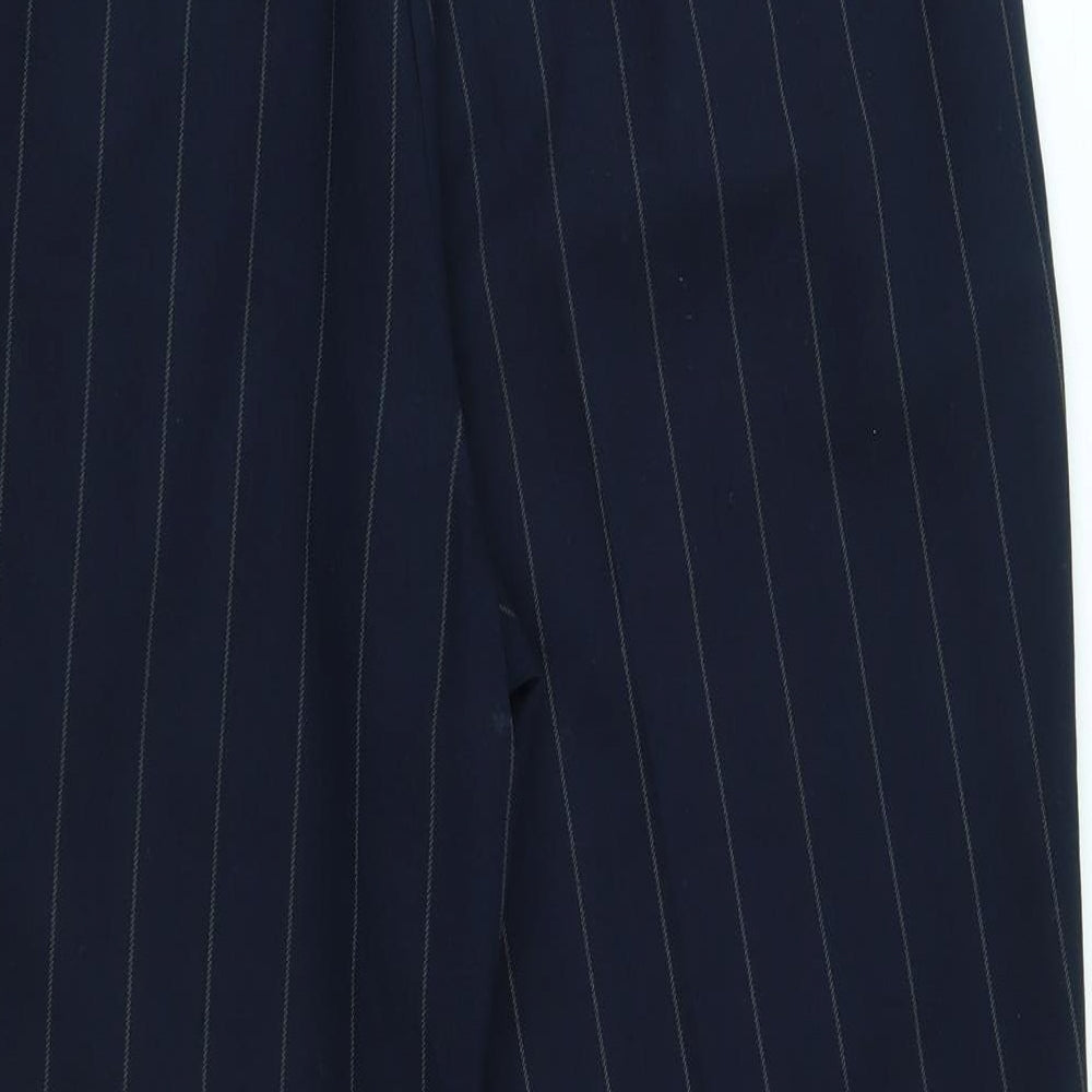 M&S Womens Blue Striped  Trousers  Size 12 L24 in