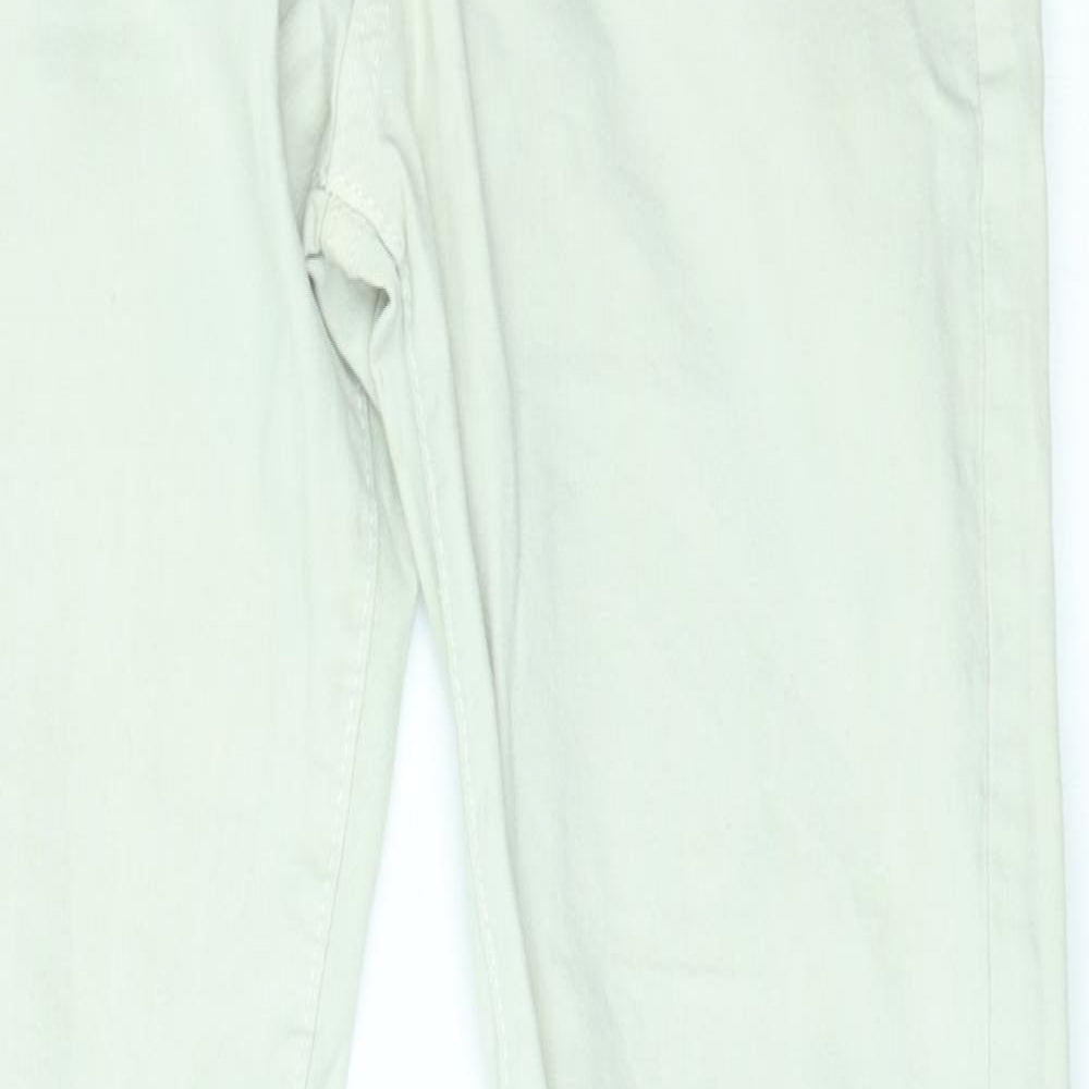 Preworn Womens White   Skinny Jeans Size 30 L28 in - zip details