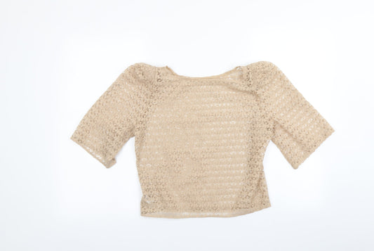 American Apparel Womens Beige   Basic T-Shirt Size S  - Open knit