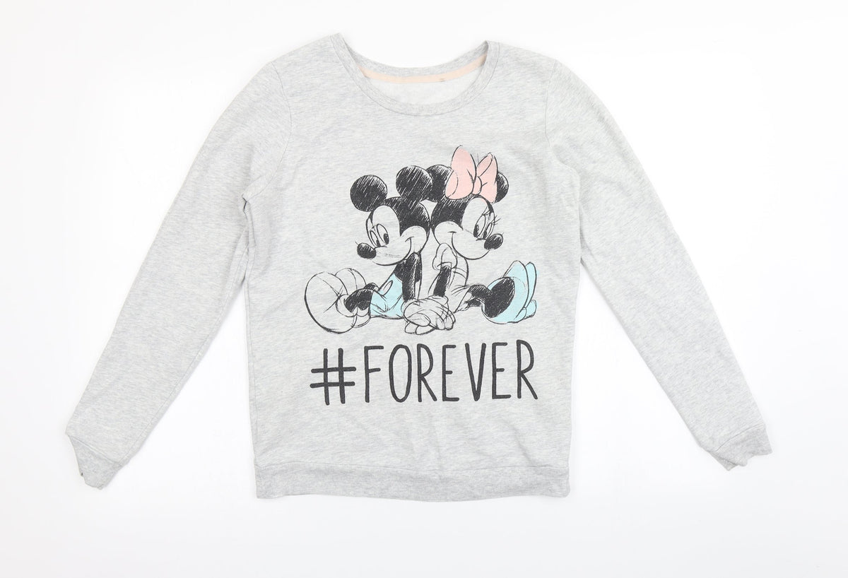 Front view of George women’s gold jumper, size UK 8, - mickey mouse