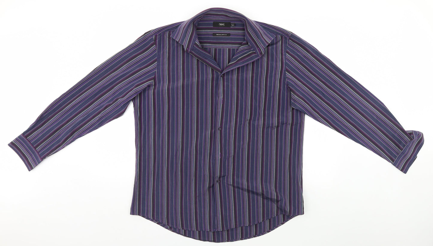 NEXT Mens Blue Striped   Button-Up Size L