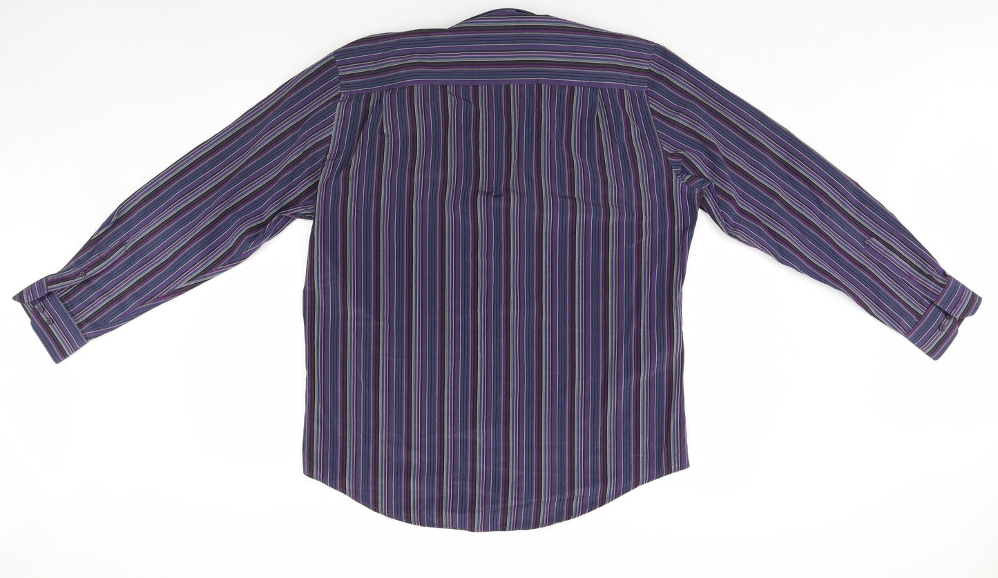 NEXT Mens Blue Striped   Button-Up Size L