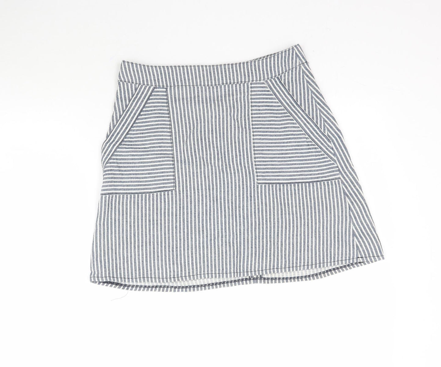 Cooperative Womens Blue Striped  A-Line Skirt Size S